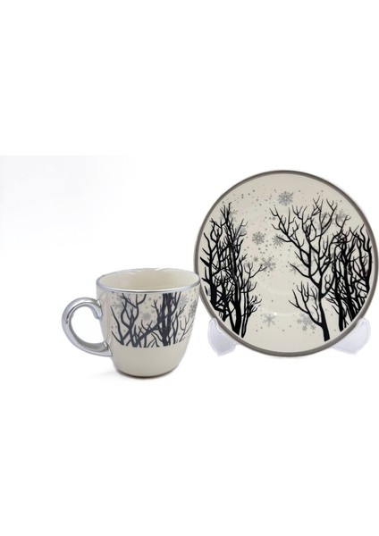 Hayat Ağacı Desenli 6 Kişilik Kahve Fincan Takımı Gümüş fiyatları