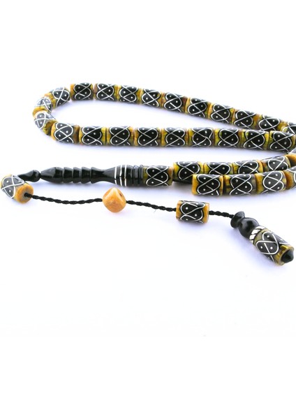 Oltu Taşı Ve Sarı Galalith Örgü İşleme Tespih indirimleri