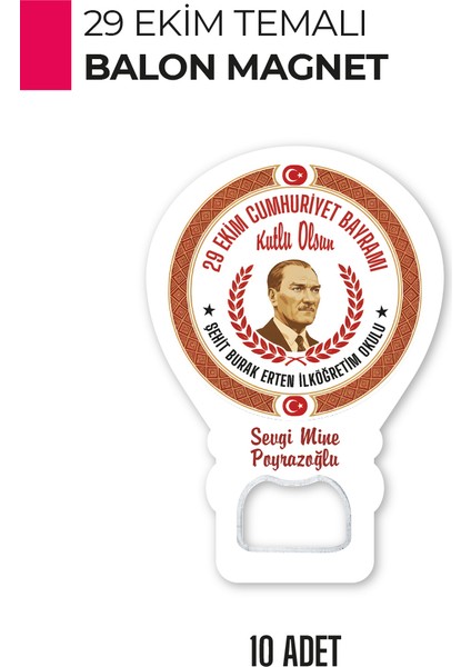 29 Ekim Atatürk Temalı Balon Magnet | Cumhuriyet Bayramı Hediyelik ve Süsleme