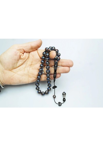 Oltu Taşı Damla Karpuz Baklava Işlemeli Tespih