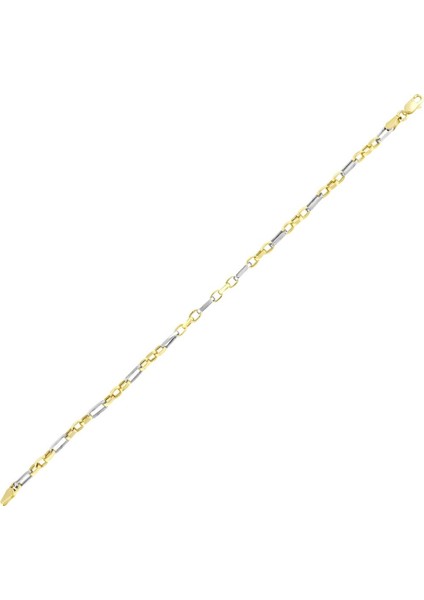 14 Ayar Iki Renkli Tasarım Zincir Altın Bileklik