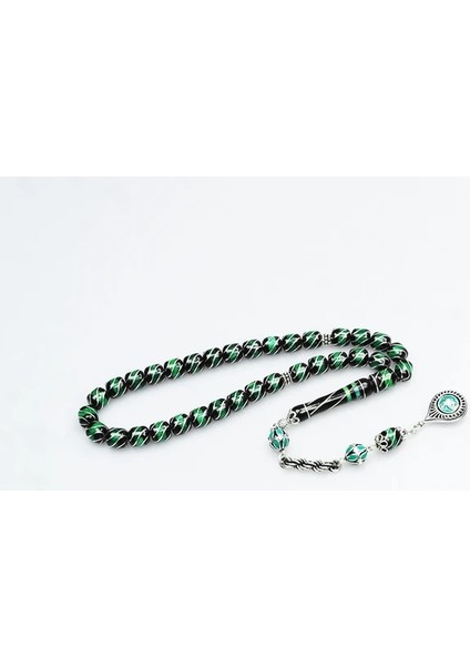 Oltu Taşı ve Galalith Çeşmi Bülbül Işlemeli Tespih