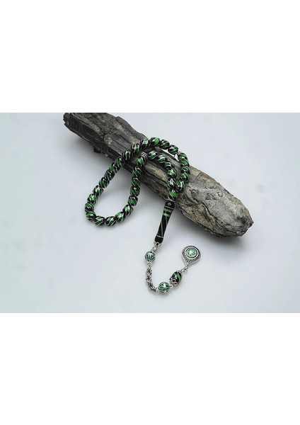 Oltu Taşı ve Galalith Çeşmi Bülbül Işlemeli Tespih