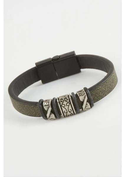 Çini Desenli Kaliteli Mıknatıslı Suni Deri Bileklik