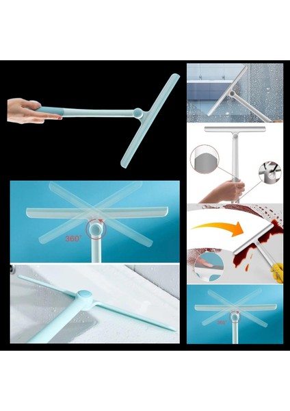 360 Derece Döner Başlıklı Cam Sil Çok Amaçlı Pratik Cam Ayna Fayans Silme Aparatı modelleri