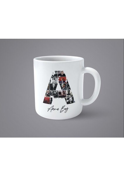 Öğretmenler Gününe Özel Atatürk Resimli A Harfli Isimli Baskılı Kupa Bardak