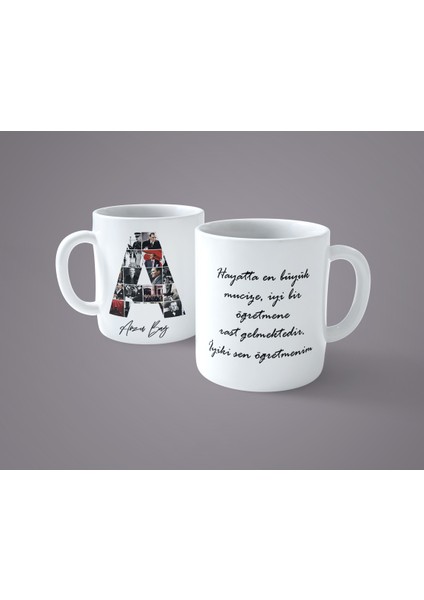 Öğretmenler Gününe Özel Atatürk Resimli A Harfli Isimli Baskılı Kupa Bardak fiyatları