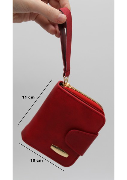Elcikli Bozuk Para Gözlü Bol Kartlıklı Kırmızı Mini Kadın Cüzdanı fiyatları