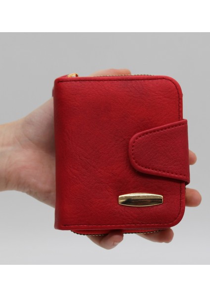Elcikli Bozuk Para Gözlü Bol Kartlıklı Kırmızı Mini Kadın Cüzdanı modelleri
