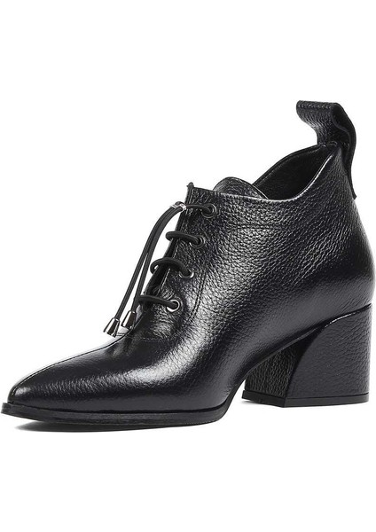 Kadın Siyah Kalın Topuklu Flotter Deri Ayakkabı fırsatları