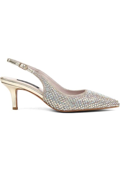 Kadın Altın Taşlı İnce Topuklu Abiye Ayakkabı fiyatları