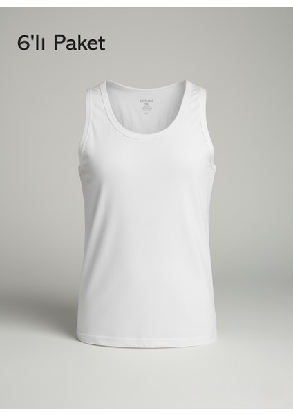 Erkek Atlet Pamuklu 6'lı Paket Penye Kumaş Slim Fit Rahat Model