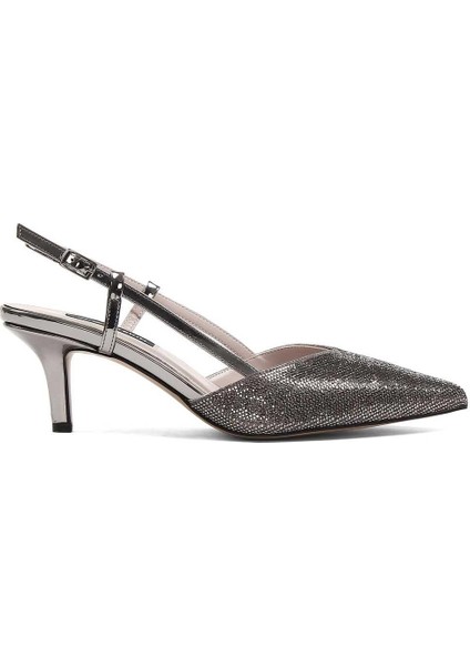 Kadın Platin Arkası Açık Ince Topuklu Abiye Ayakkabı