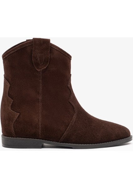Concus Kahverengi Süet Deri Kadın Gizli Topuk Bot
