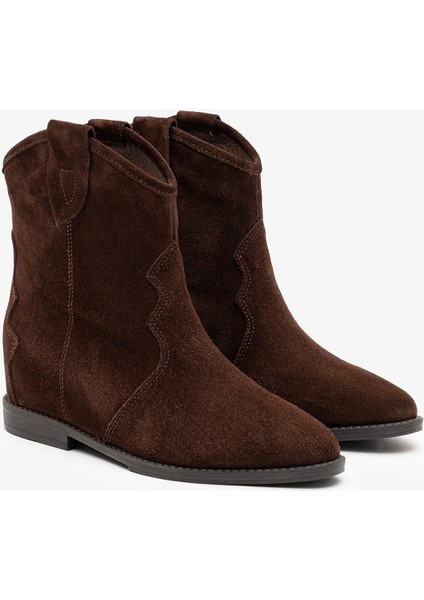 Concus Kahverengi Süet Deri Kadın Gizli Topuk Bot fırsatları