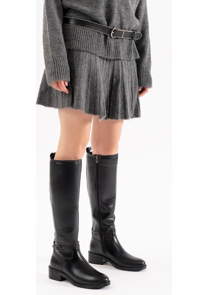 Manila Siyah Deri Kadın Çizme fiyatları