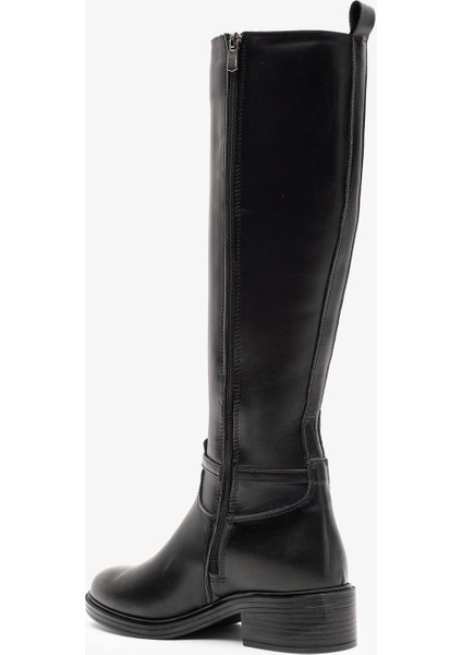 Manila Siyah Deri Kadın Çizme modelleri