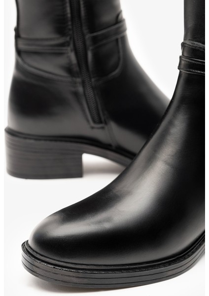 Manila Siyah Deri Kadın Çizme indirimleri