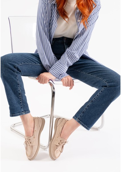 Rana Bej Süet Deri Kadın Loafer fiyatları