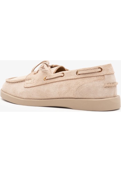 Rana Bej Süet Deri Kadın Loafer modelleri