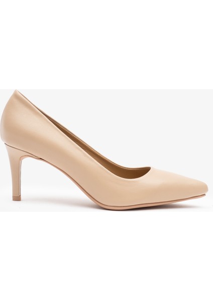 Cary Nude Deri Kadın Topuklu Ayakkabı