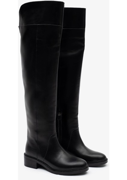 Tracy Siyah Deri Kadın Diz Üstü Çizme fırsatları