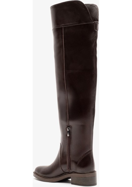 Tracy Kahverengi Deri Kadın Diz Üstü Çizme modelleri