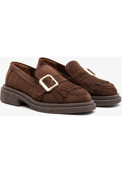 Livia Kahverengi Süet Deri Kadın Loafer fırsatları
