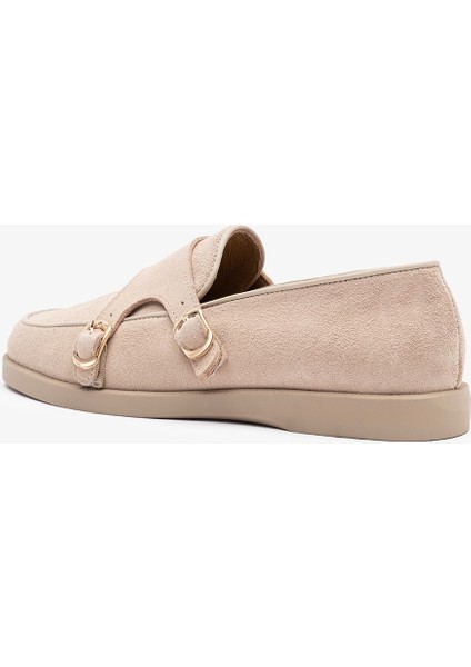 Gerox Bej Süet Deri Kadın Loafer modelleri