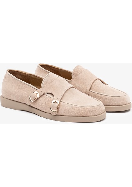 Gerox Bej Süet Deri Kadın Loafer fırsatları
