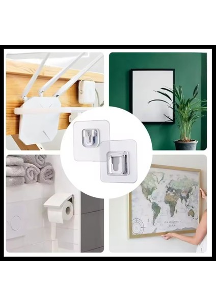 10 Çift Şeffaf Yapışkanlı Eşya Sabitleme Klipsi – Çift Taraflı Geçmeli Askı Aparatı | Dolap ve Duvar Için Pratik Sabitleyici Set