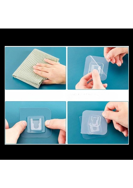 10 Çift Şeffaf Yapışkanlı Eşya Sabitleme Klipsi – Çift Taraflı Geçmeli Askı Aparatı | Dolap ve Duvar Için Pratik Sabitleyici Set