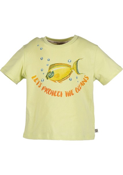 Organik Balık Baskılı Yeşil Yazlık Erkek Çocuk Tshirt fiyatları