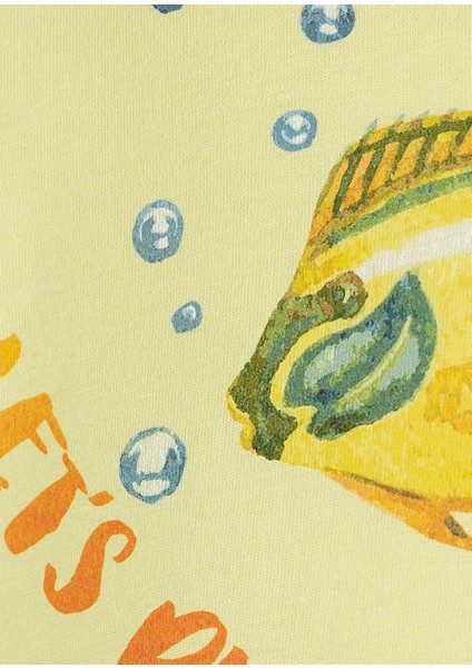 Organik Balık Baskılı Yeşil Yazlık Erkek Çocuk Tshirt modelleri