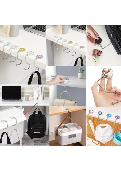 Masaya Takılabilen Metal Çanta Askısı – Katlanabilir Pratik Çanta Kancası | Restoran, Ofis ve Kafelerde Çanta Asma Aparatı