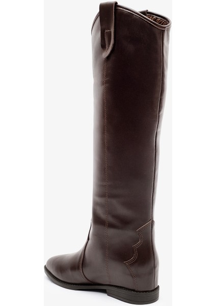 Kora Kahverengi Deri Kadın Gizli Topuk Çizme modelleri