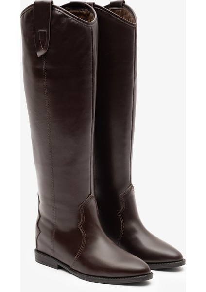 Kora Kahverengi Deri Kadın Gizli Topuk Çizme fırsatları