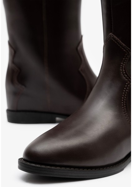 Kora Kahverengi Deri Kadın Gizli Topuk Çizme indirimleri