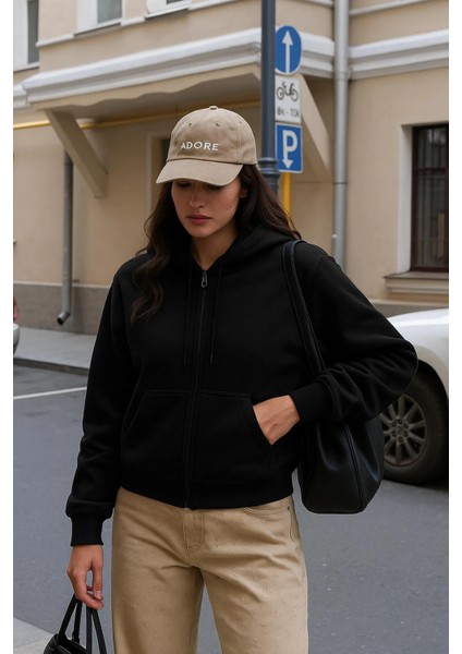 Kadın Fermuarlı Kapüşonlu Cepli Içi Polarlı Sweatshirt indirimleri
