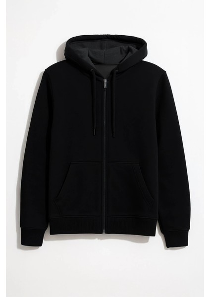 Kadın Fermuarlı Kapüşonlu Cepli Içi Polarlı Sweatshirt