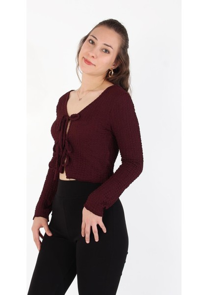 6480 (N-1968) Bubble Raşel Bağlamalı Bluz