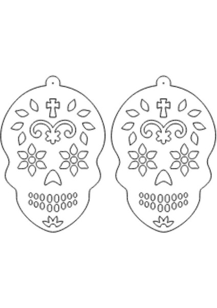 Beyaz Reflektörlü Kurukafa Gotik Küpe, Tarz Lazer Kesim Küpe - APBJ029 modelleri