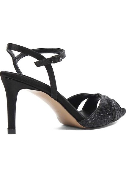 Kadın Siyah Saten Taşlı İnce Topuklu Abiye Ayakkabı fırsatları