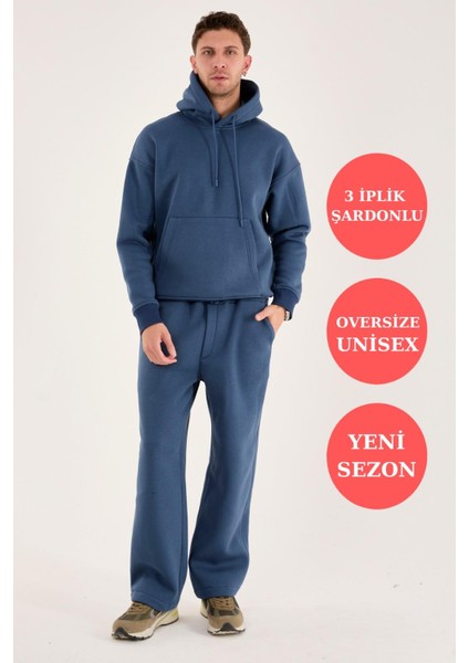 X-4008 Kapüşonlu Kanguru Cep Üç Iplik Sweat