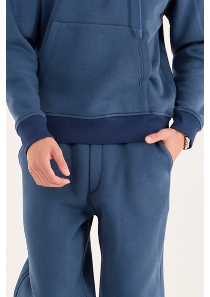 X-4008 Kapüşonlu Kanguru Cep Üç Iplik Sweat