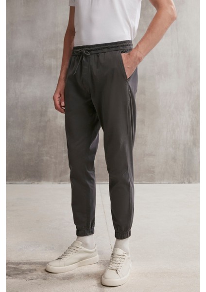 Jakob Erkek Dokuma Yıkamalı 4 Cepli Kalın Dokulu Paçası Lastikli Antrasit Pantolon fırsatları