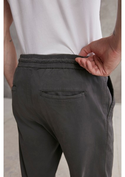 Jakob Erkek Dokuma Yıkamalı 4 Cepli Kalın Dokulu Paçası Lastikli Antrasit Pantolon indirimleri