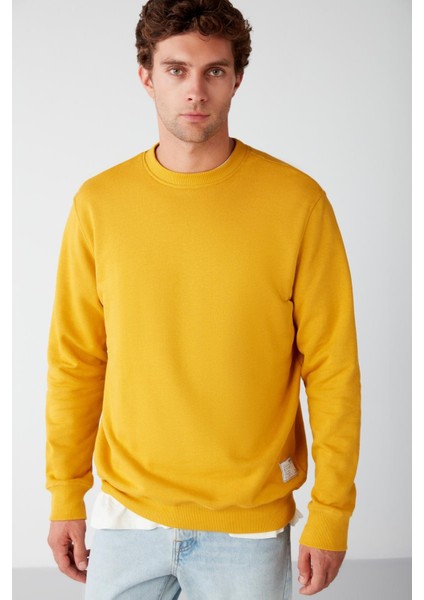 MARINO Erkek Hardal Sweatshirt modelleri