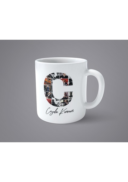 Öğretmenler Gününe Özel Atatürk Resimli C Harfli Isimli Baskılı Kupa Bardak