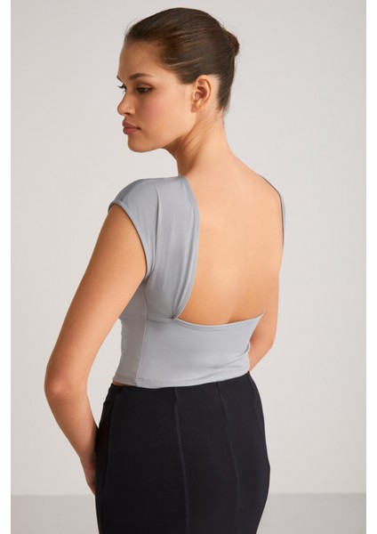 Yaretzı Kadın %95 Polyester %5 Elasten Gri Bluz
